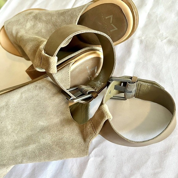 Marc Fisher Sandals Womens 10 M Vashi Ankle Strap Tan Suede Block Heels Casual - Picture 10 of 15